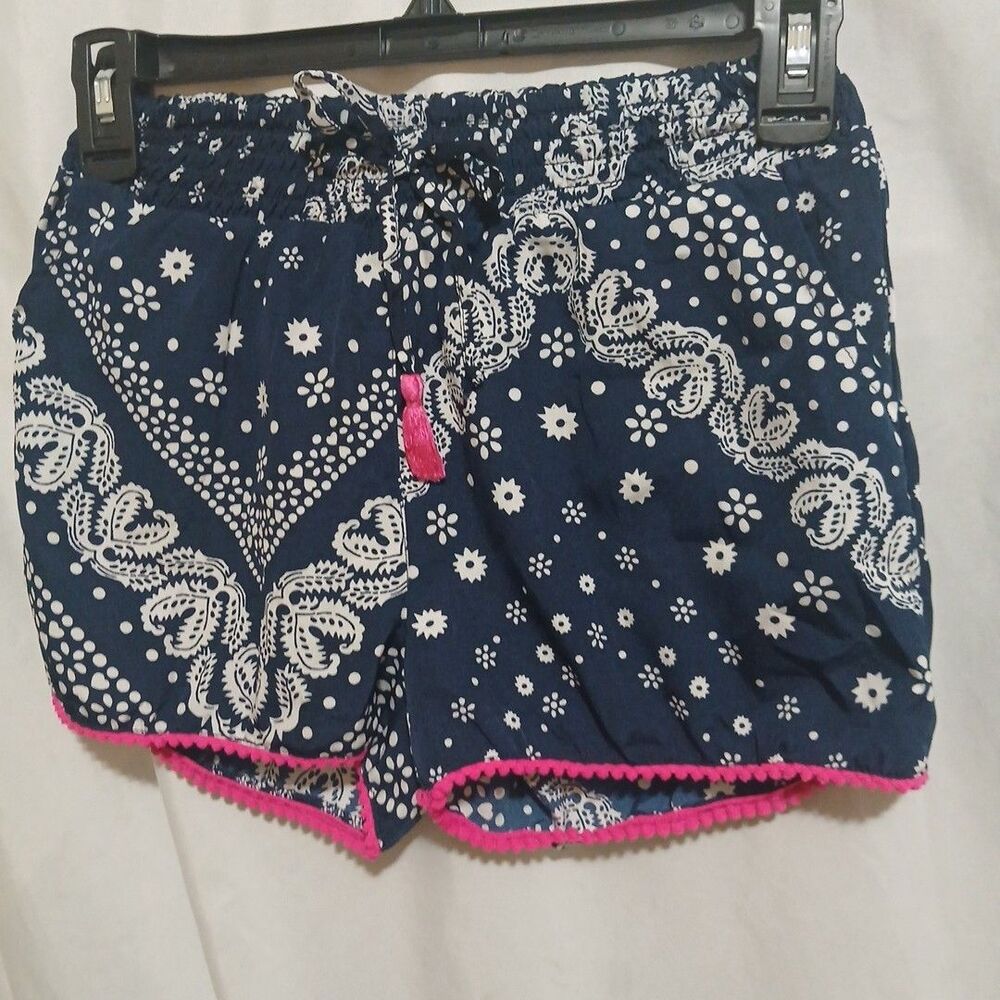 Japna Kids Girls Elastic Waist Shorts Size 10  Blue pink White Boho